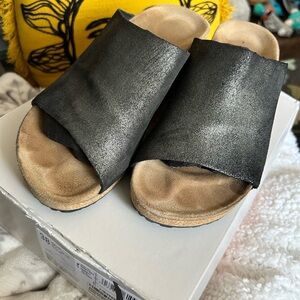 Birkenstock Papillio Namica Metallic Black Slide Sandals